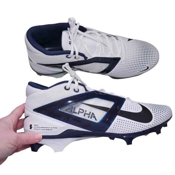 NEW Nike Alpha Menace Pro 4 Men\'s Football Cleats Size 15 Navy Blue/White main image 5